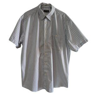 Orvis Men's White Blue Check Short Sleeve Button Down Shirt, Size XL
